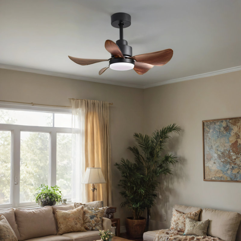 28 lnch Ceiling Fans with Lights and Remote/APP Control, Brown