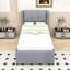 Lit plateforme simple tapissier avec lit gigogne simple et tête de lit-130025223