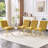 Set Of 2 Yellow Velvet Dining Chairs With Gold Legs, Modern Tufted Accent Chairs For Dining Room & Kitchen-1683846335-1683846332