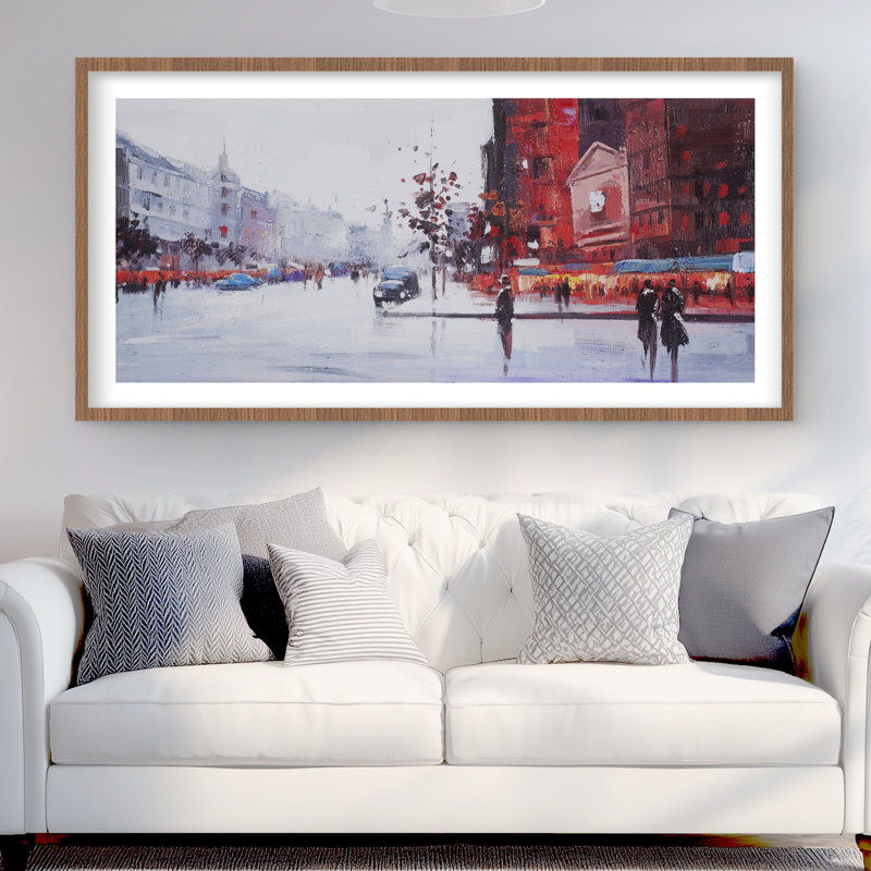 Scène de rue noire et rouge - décor de bureau rouge encadré
