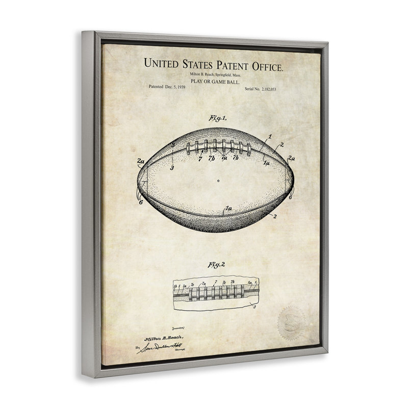 Plan du sport du football américain, Cadre flottant gris lustré, H 21 po x l 17 po