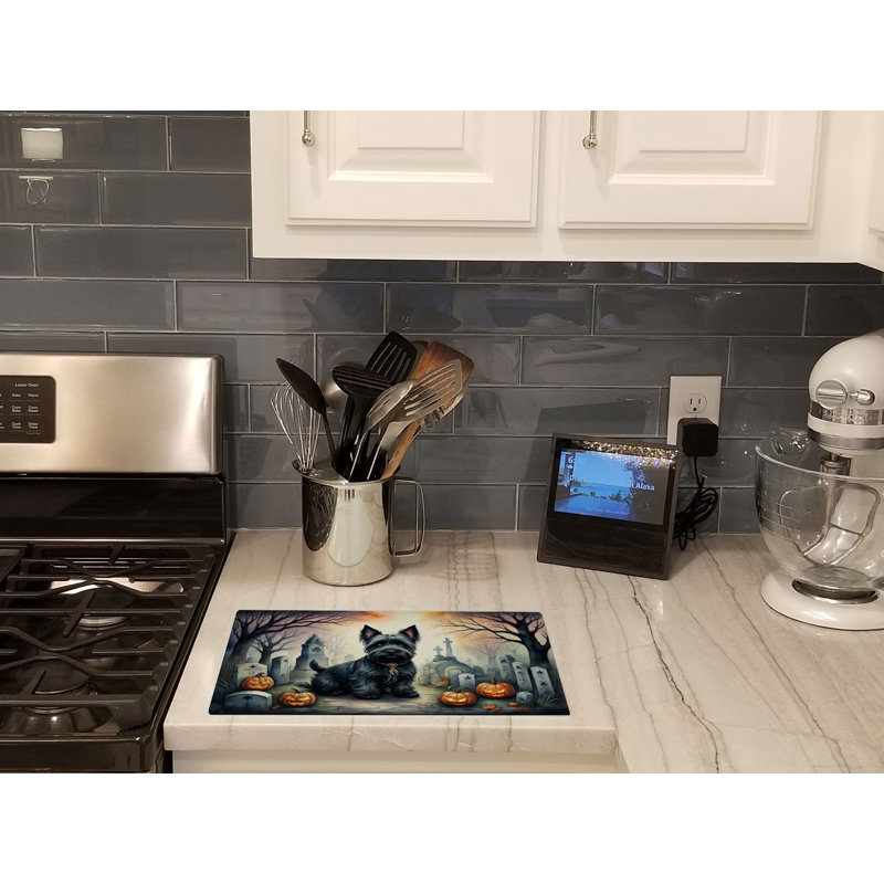 Scottish Terrier Spooky Halloween Glass Cutting Board Large