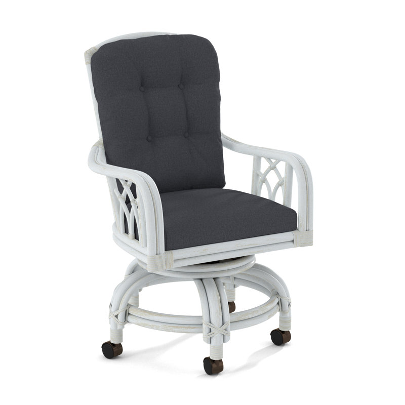 Edgewater Castered Arm Chair, Bisque, Basic Navy; 0317-61