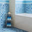 Organisateur de panier de douche sur pied transparent en acrylique - Tablette d'angle à 3 niveaux pour la salle de bain avec tapis antidérapants, conception triangulaire robuste pour le rangement du shampooing, du savon et des articles de toilette