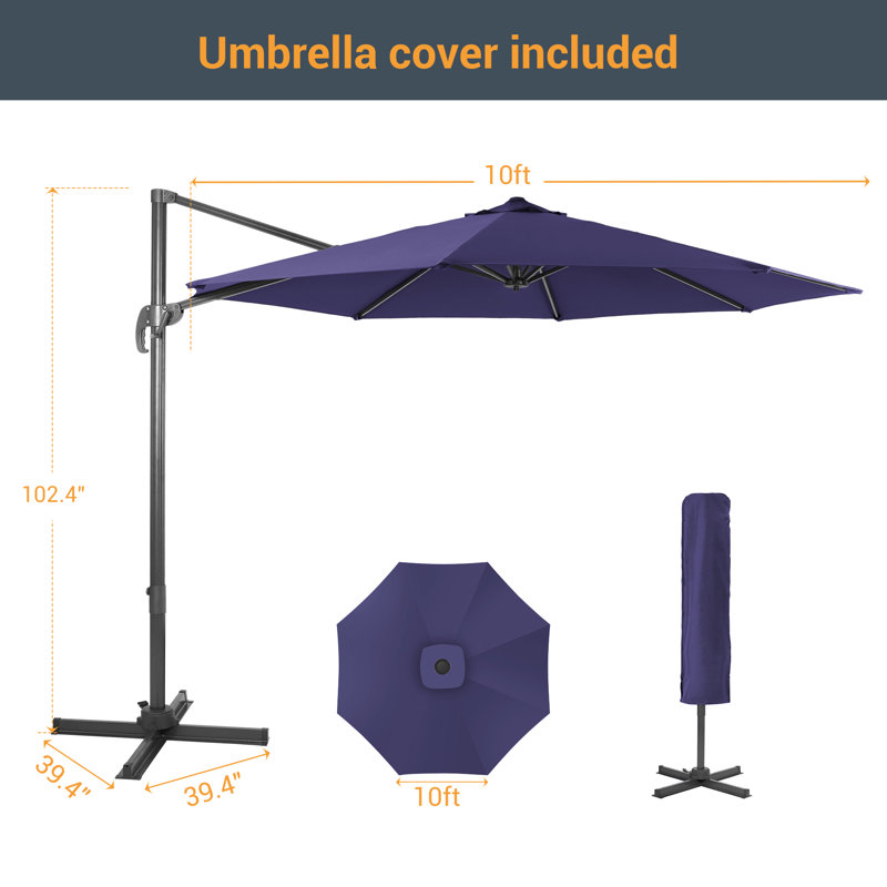 Parasol en porte-à-faux 120 po Landers, Marine