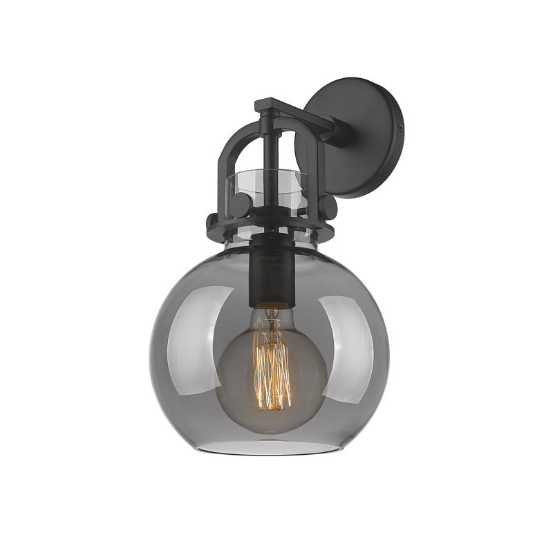 Applique murale 1 lumière 8 po Skippack, Plaqué couleur fumée, Noir mat
