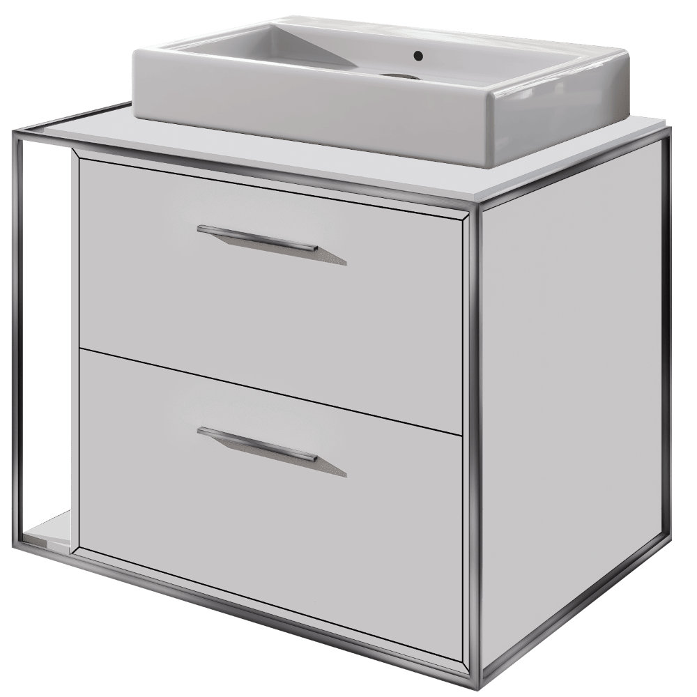 Linea 24'' Single Bathroom Vanity, Brushed Stainless Steel, Wall Mount, Matte White
