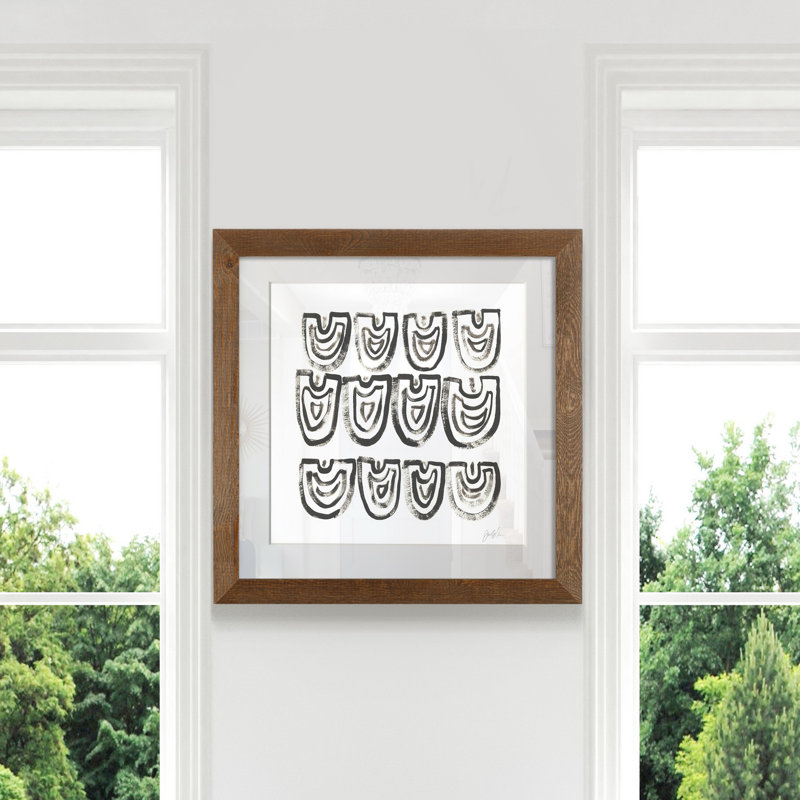 Mixed signaux VIII-reproduction d’art sur papier encadrée, H 35,5 po x l 35,5 po x P 1,5 po, Érable encadré