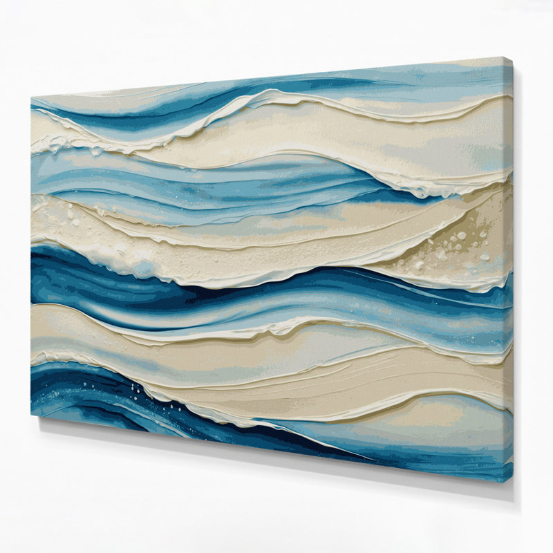 Toile horizontale rayée gris ciel, H 12 po x l 18 po