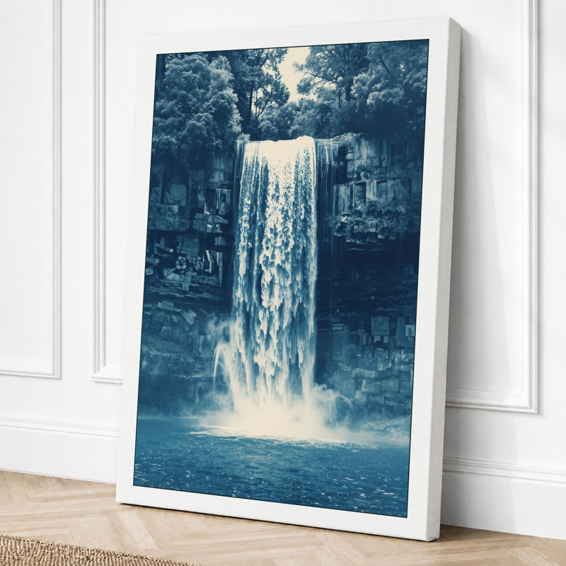 Luminous Waterfall Scandinavian - Wrapped Canvas, 24x16 - 61.0 x 40.6 cm, White Border