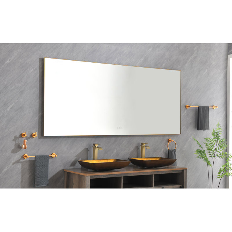 Miroir de salle de bain à DEL avec miroir rétro-éclairé et miroir mural, Argent, 36 po x 84 po