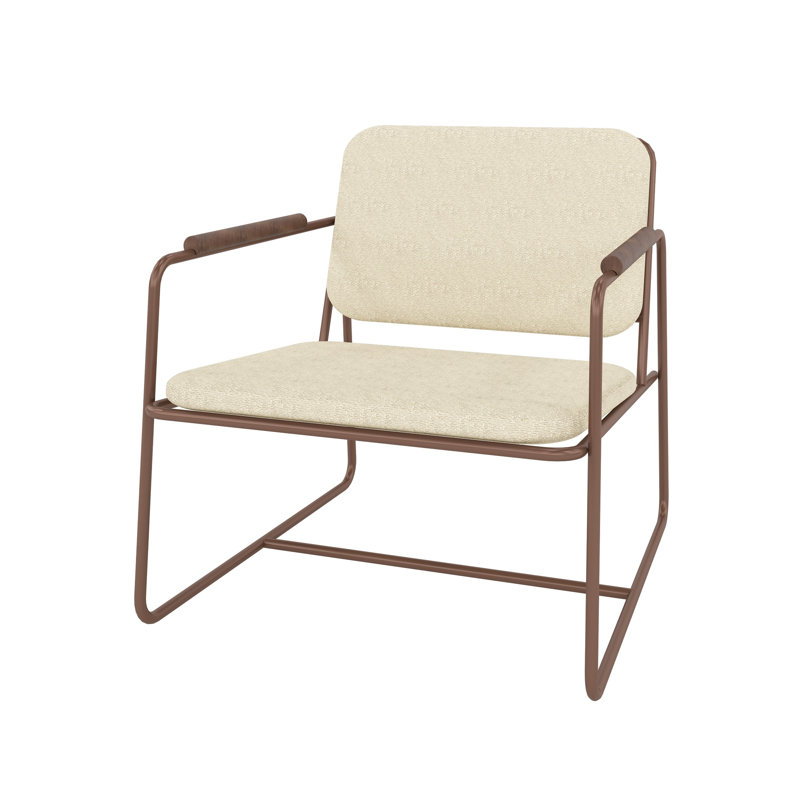Whythe Modern Upholstered Steel Accent Chair in Ivory, Dark Brown, Brown