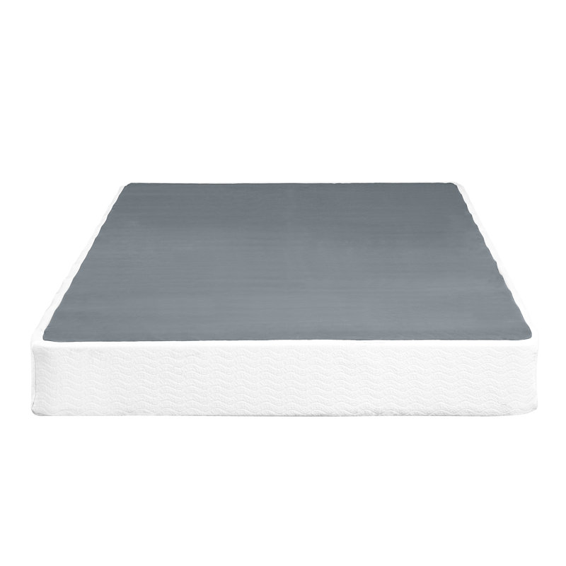 Base de matelas de 8,5 pouces - métal, housse en tissu texturé avec 12 cadres en métal noir, Lit double