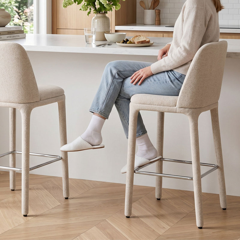 Tabouret de comptoir moderne 25 "entièrement rembourré en tissu, Gruau