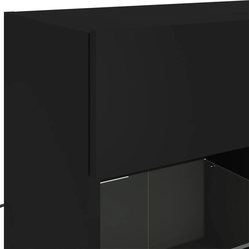 Unfinished TV Stand for TVs up to 28" with Fireplace Included, Black
