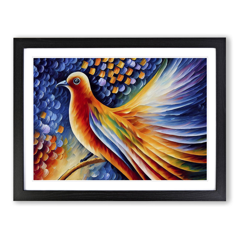 Dove Bird Vol.1 Abstract - Single Picture Frame Print, Black Framed, 34cm H x 46cm W x 2cm D