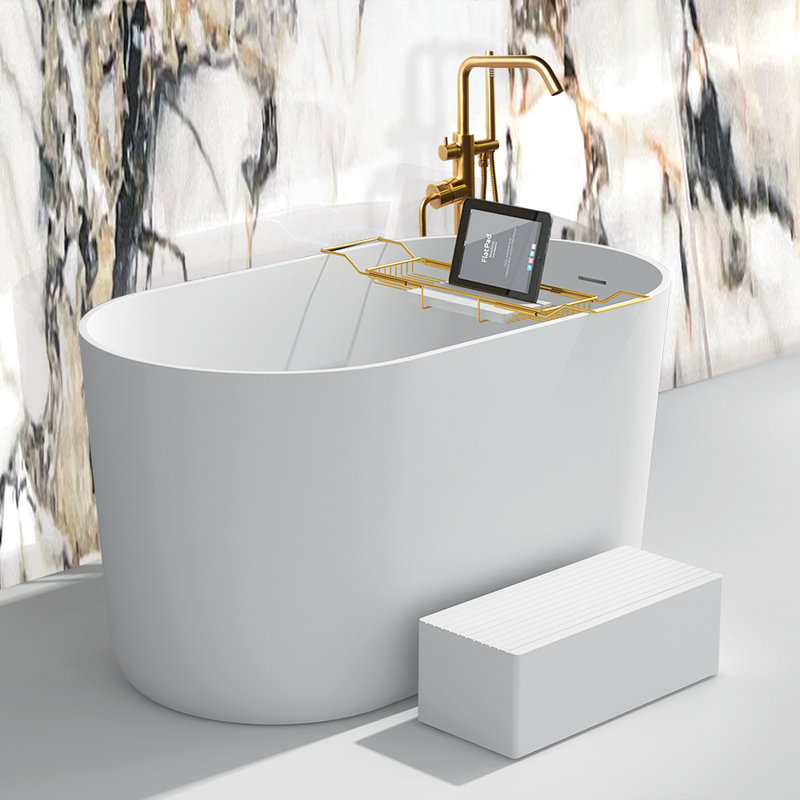 Freestanding Bath Caddy, Brushed Gold/Marquina
