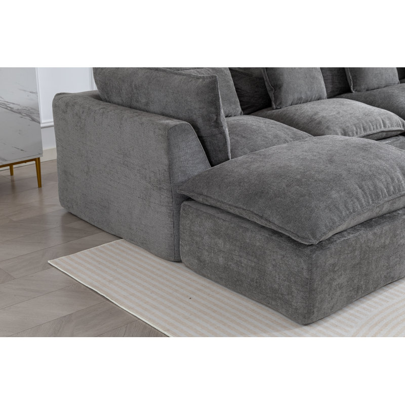 Canapé modulaire surdimensionné de 130,71 po de large avec canapé modulaire True Relax, Velours gris velours