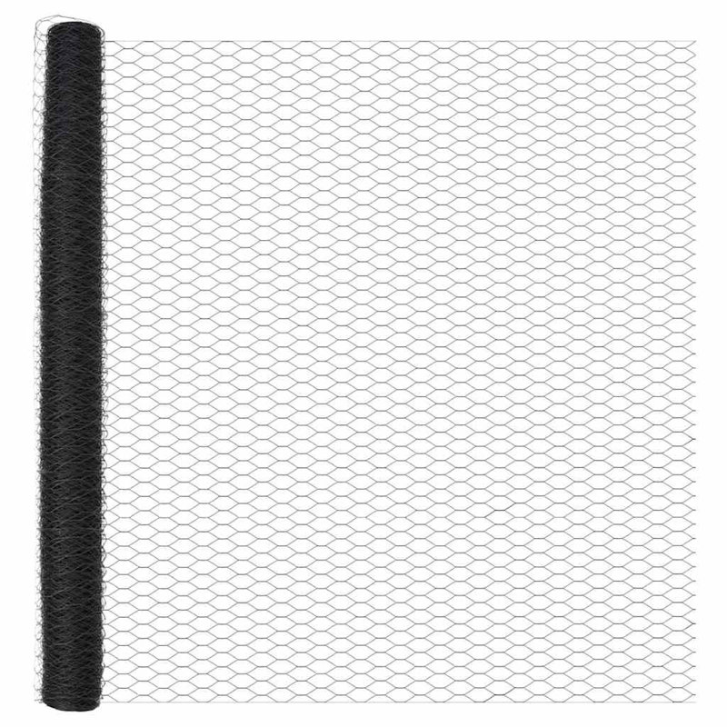 Vidaxl Fence With Posts PVC-Coated Steel, Grey, 150cm H x 2500cm W x 3.2cm D