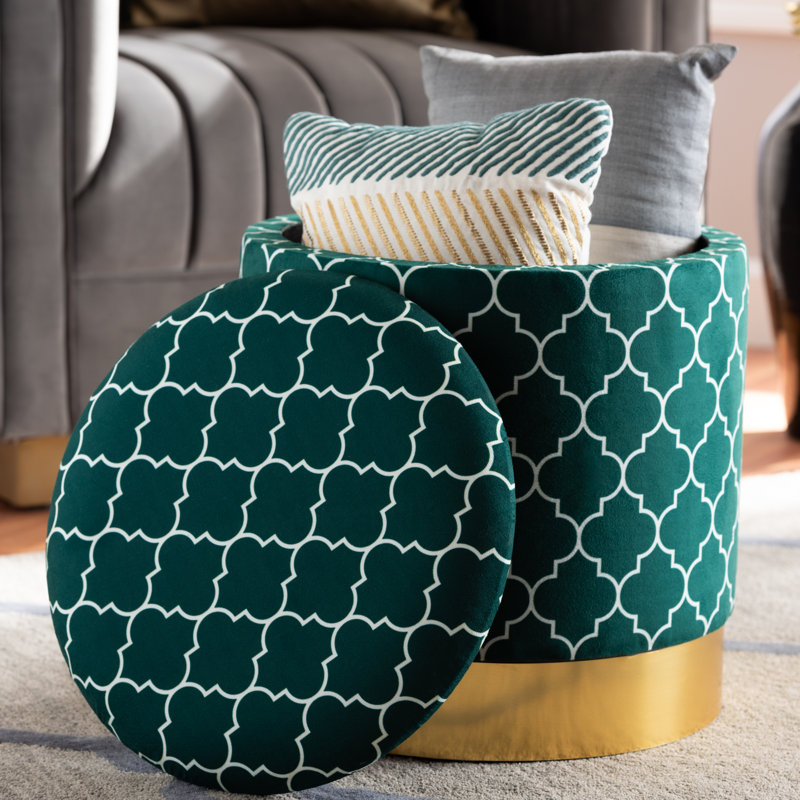 Repose-pieds rangement Leslee, Vert sarcelle