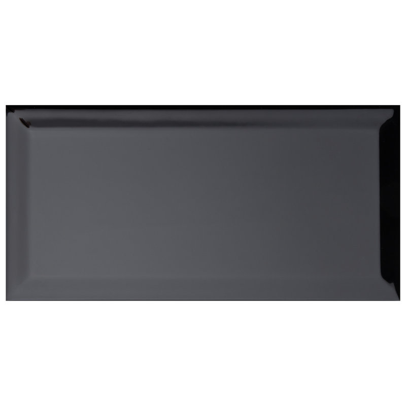 Santorini Biselado 4" x 8" Beveled Ceramic Subway Tile, Biselado Nero