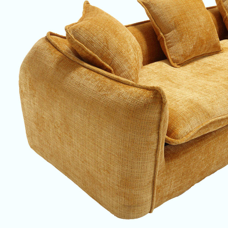 Canapé modulaire en U Sophira, Chenille jaune moutarde