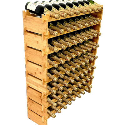Apollonia Solid Wood Floor Wine Bottle Rack in Brown