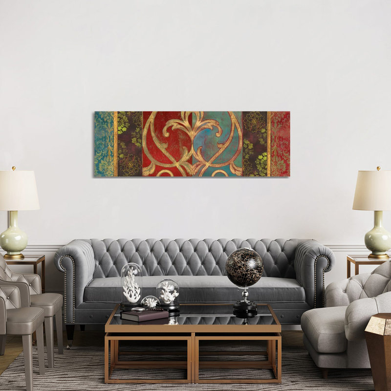 Embroidered 1 Piece Wrapped Canvas Panoramic Wall Art, 152.4 cm H x 50.8 cm W x 1.91 cm D