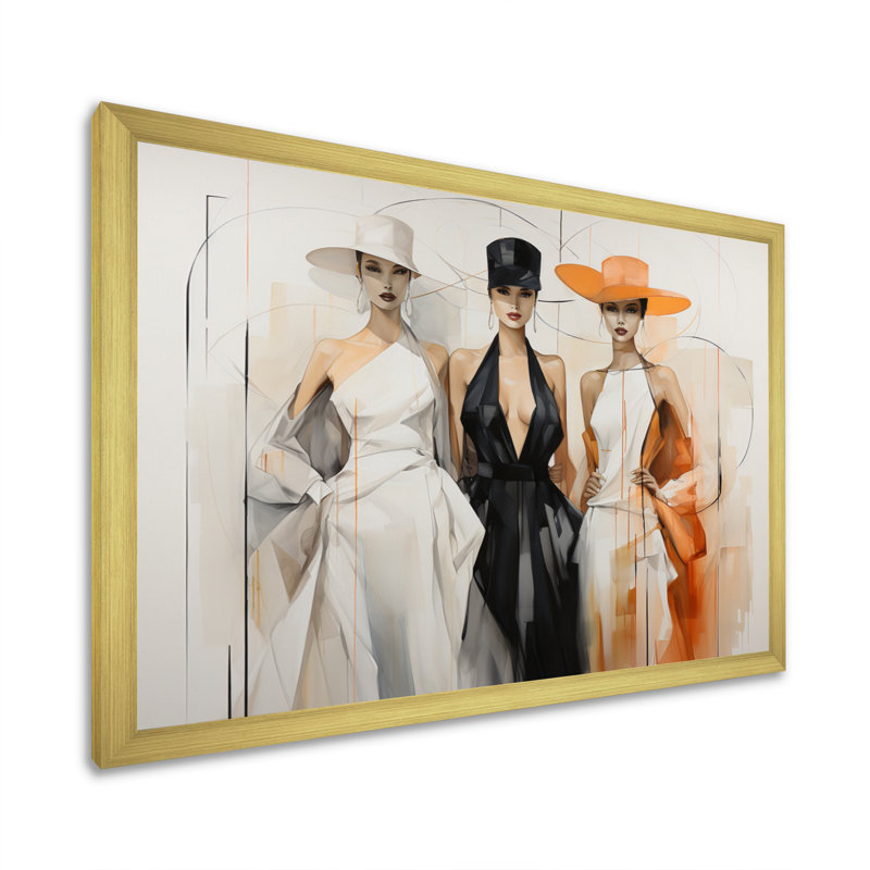 Silhouette géométrique Fashion I - impression, H 16 po x l 32 po x P 1 po, Cadre doré simple