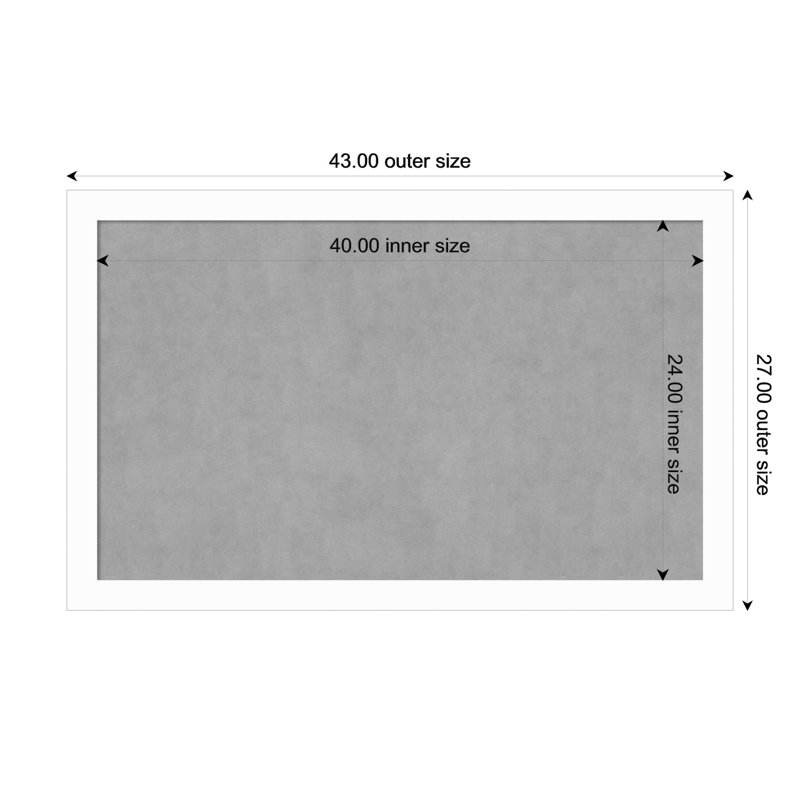 Tableau magnétique de base blanc à cadre étroit, 27" H x 43" W