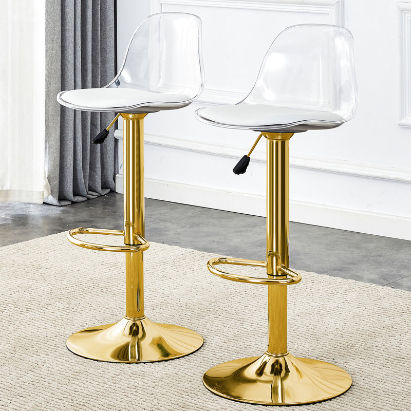 Chaises de bar dorées de 2, 360 chaises pivotantes et réglables, sièges Pu, minimaliste moderne pour les restaurants, chaises de levage rotatives, or, bars design