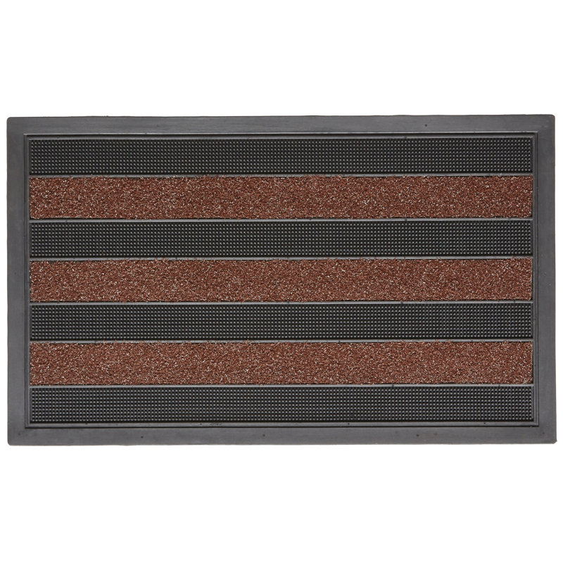 Gise Striped Doormat, Brown, 0.7cm H x 46cm W x 81cm L