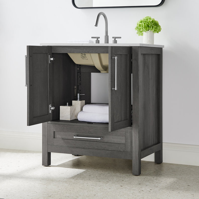 Catrine 30'' Single Bathroom Vanity with Engineered Stone Top