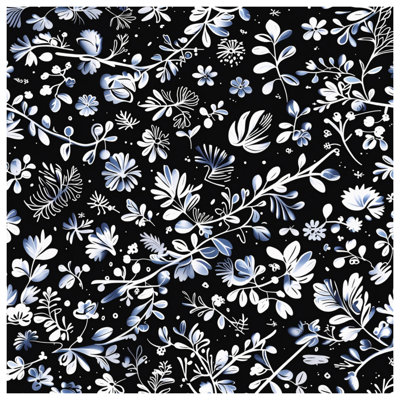 Black White Floral Illustration Comforter