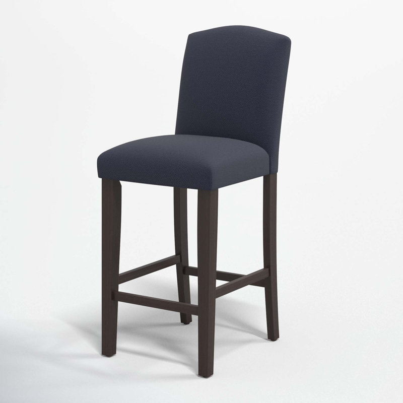April Upholstered Stool, Bar Stool (31" Seat Height), Milsap Canvas Sustain® Tweed, Black Wood