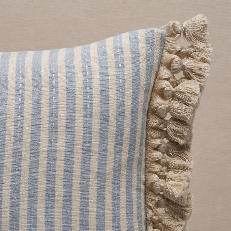 Mathis Ticking Stripe Pillow, 16" x 12", Sky