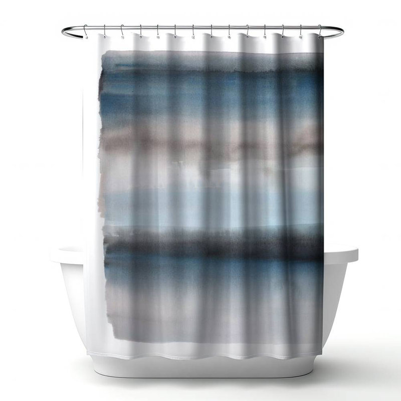 Blue Stripes Abstract – Home Decor Pattern – Polyester Shower Curtain, Dye Sublimation Print, 71" W × 74" L