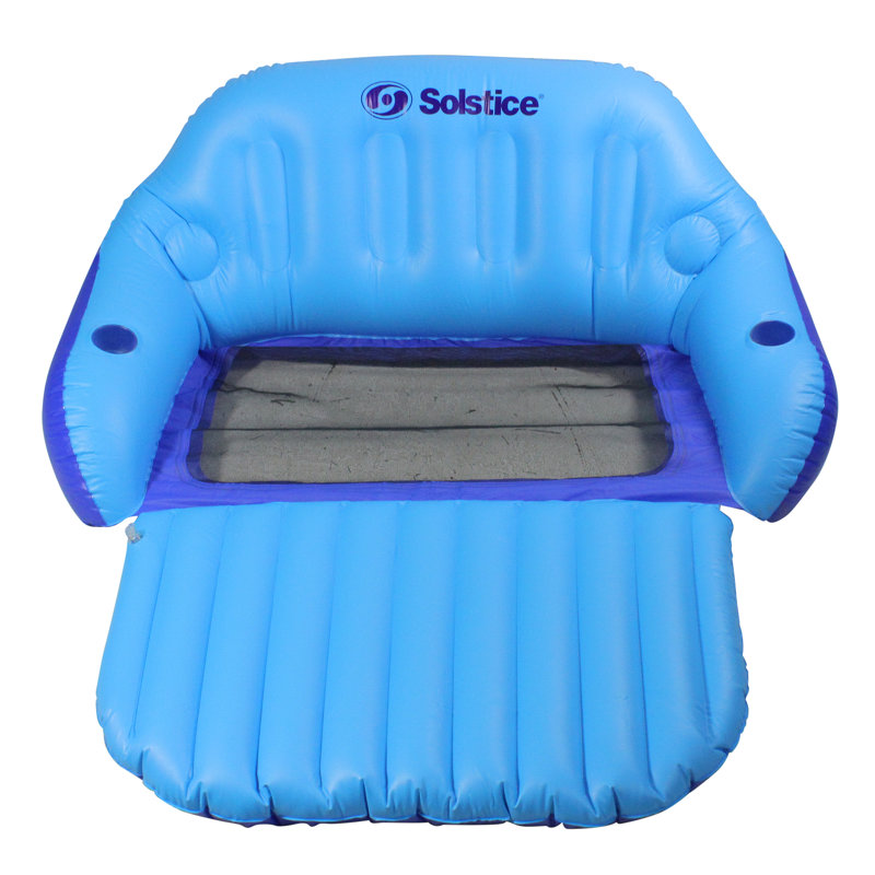 Inflatable Blue Love Seat Swimming Pool Float With Convertible Foot Rest - 72"