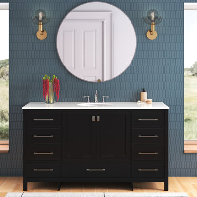 Meuble-lavabo simple 60 po avec plateau en marbre Hines