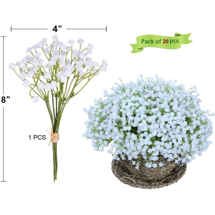 6 Pack Silk Artificial Baby's Breath Flowers with Stem, Babies