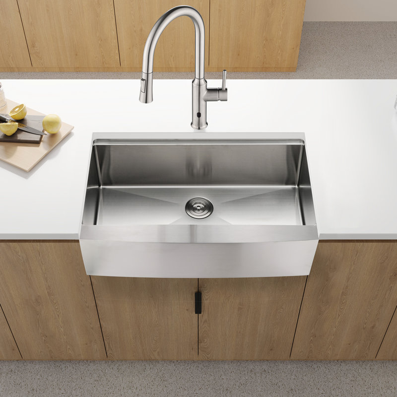 Évier de poste de travail en acier inoxydable, 36 po x 22 po x 10 po, nickel brossé, lavabo à tablier simple avec station de travail, acier, compact