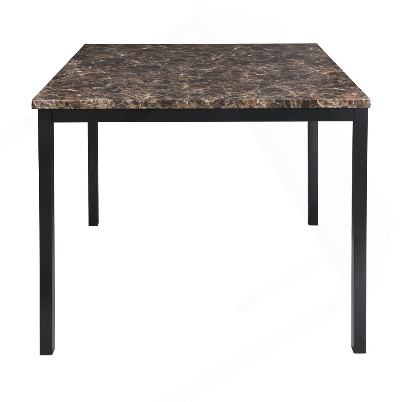 Counter Height Table 1Pc Metal Frame Faux Mable Top Square Transitional Dining Room Furniture