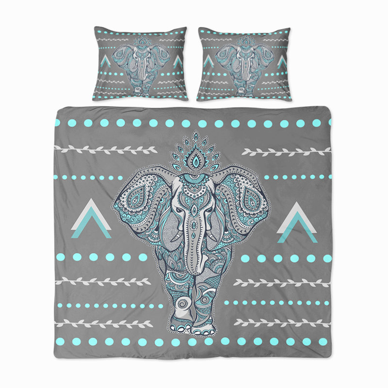  Housse de couette simple Elephant, Housse de couette simple et 2 taies décoratives