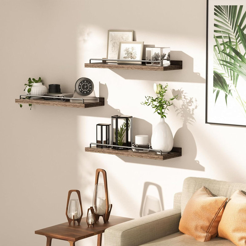 3 tablettes flottantes brun foncé