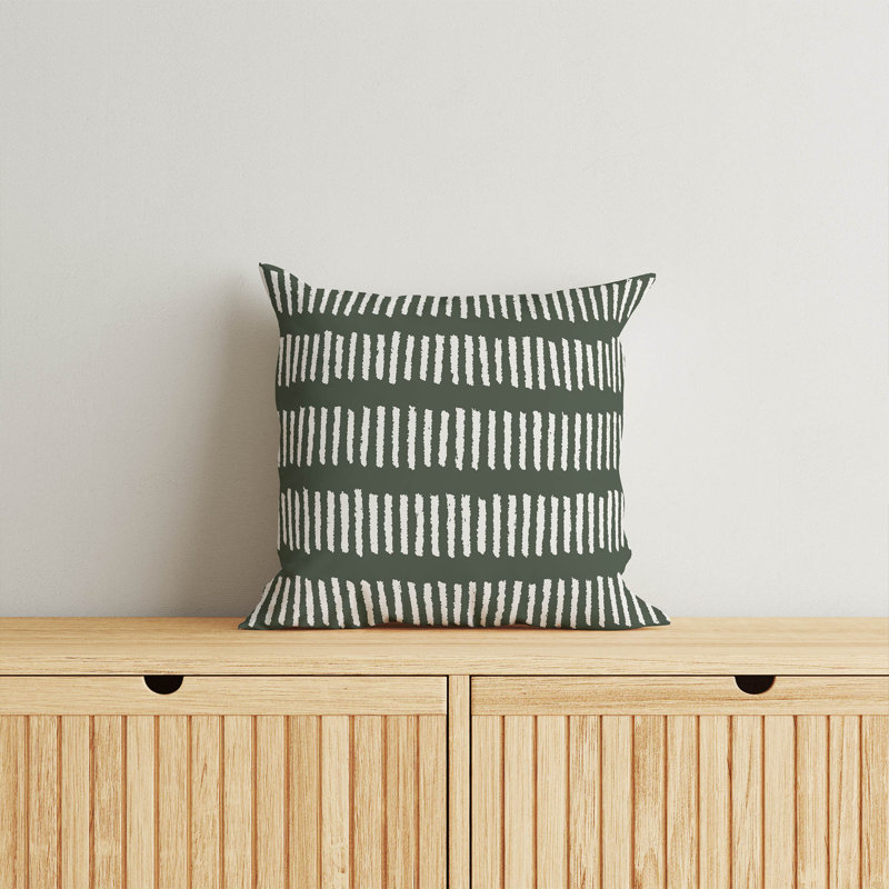 Coussin décoratif lignes d'escrime, H 18 po x l 18 po, Chimichurri / rayé vert