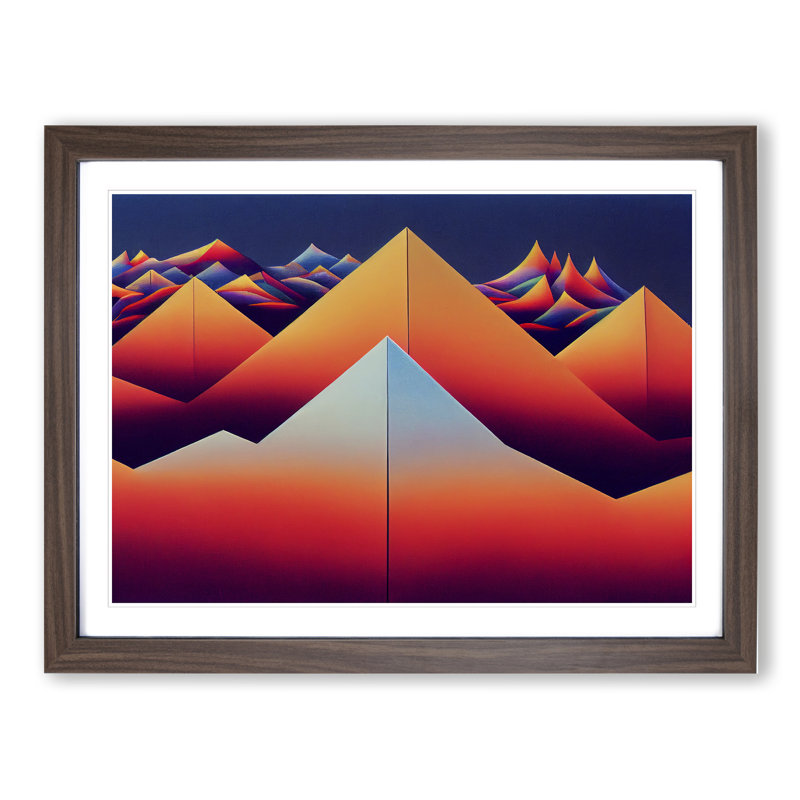 Spiked Abstract Mountains - Framed Print, Walnut, 46cm H x 64cm W x 2cm D