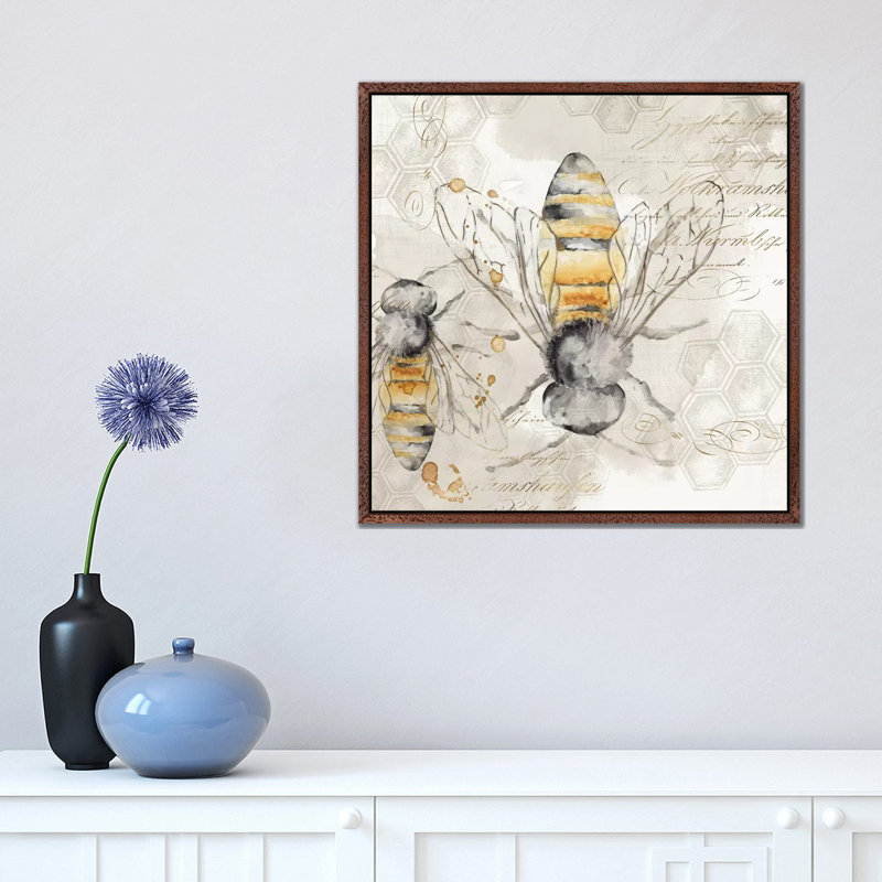 Queen Bee I by Eva Watts - Print on Canvas, Classic Brown Wood Framed, 45.72 cm H x 45.72 cm W