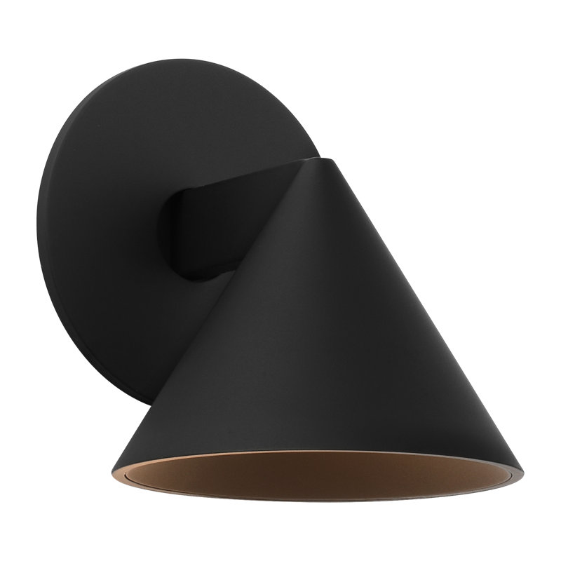 Midrand Solid Brass 1 - Light LED Armed Sconce, Nightshade Black, Nightshade Black
