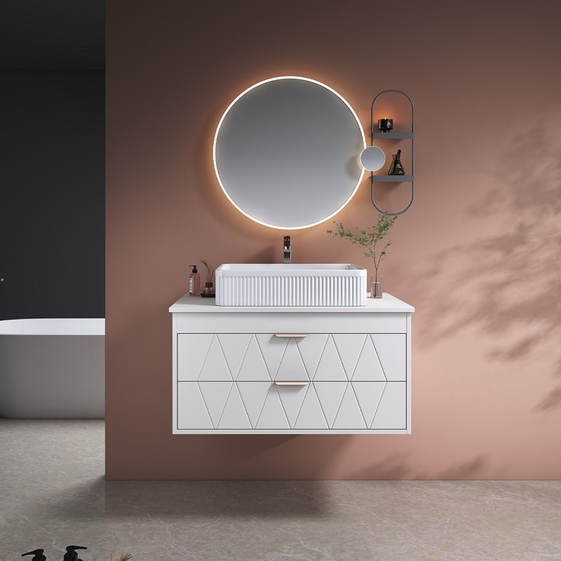 Meuble-lavabo simple 31,5 po avec lavabo vasque en céramique et armoire de rangement large 31,5 po