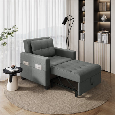 71.5cm Width 3-in-1 Convertible Sleeper Accent Chair Bed with Adjustable Backrest & Back Pillow